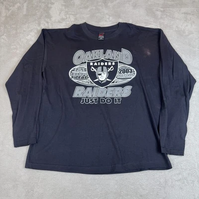 VTG Oakland Raiders Superbowl 2003 Playoff Shirt Mens 2XL Black Preowned Stain - Image 1 of 4