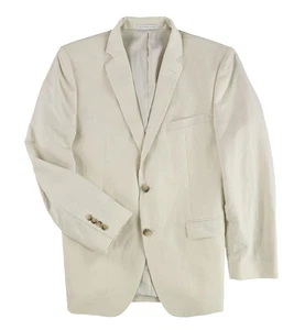 Perry Ellis Mens Linen Two Button Blazer Jacket, beigekhaki, 42 Regular - Picture 1 of 2