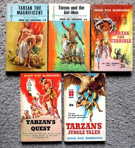 Five (5) Paperback Lot of 1960s Edgar Rice Burroughs TARZAN Four Square Books UK - Picture 1 of 22