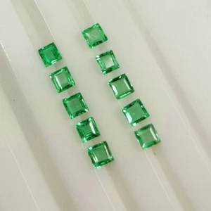 1.32CT - Natural 7 Zambian Emerald Fine Luster Green Gem Square Set -5623 - Picture 1 of 2