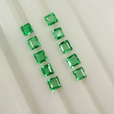 1.32CT - Natural 7 Zambian Emerald Fine Luster Green Gem Square Set -5623 - Image 1 of 2