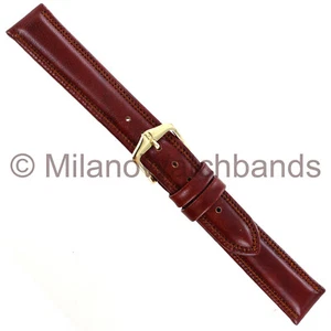 16mm Hirsch Ascot Tan Genuine Leather Padded Stitched Mens Watch Band Regular - Picture 1 of 3