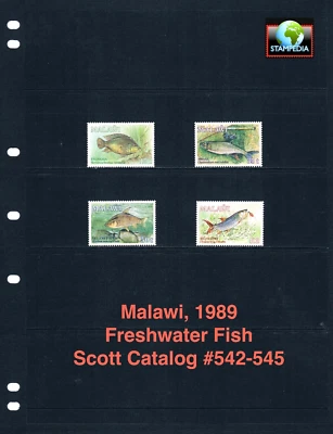 Valor Scott de $13,10 - 1989 MALAWI peces de agua dulce marina africana CV MNH NH UMM Foto 1 de 4
