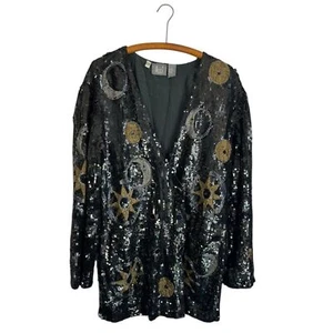 Giacca donna vintage Modi paillettes stelle sole e luna taglia L 10-12 - Foto 1 di 7