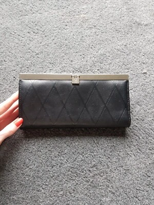 Fiorelli Black Purse Faux Leather Long Purse Envelope Wallet Silver Hardware — 第 1/4 张图片