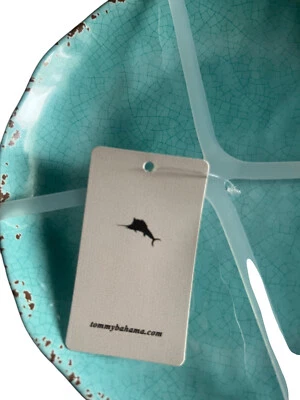 "Juego de 4 platos de ensalada de postre con aperitivo Tommy Bahama 6,5"" azul turquesa craquelado" Foto 1 de 4