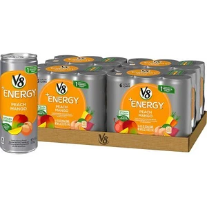 V8 Healthy Energy Drink Natural Energy from Tea Peach Mango 24 Cans - Picture 1 of 6