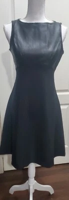 MAGGY LONDON - Vestido para damas - Parte superior de cuero vegano - NEGRO - Talla 6 - NUEVO SIN ETIQUETAS Foto 1 de 4