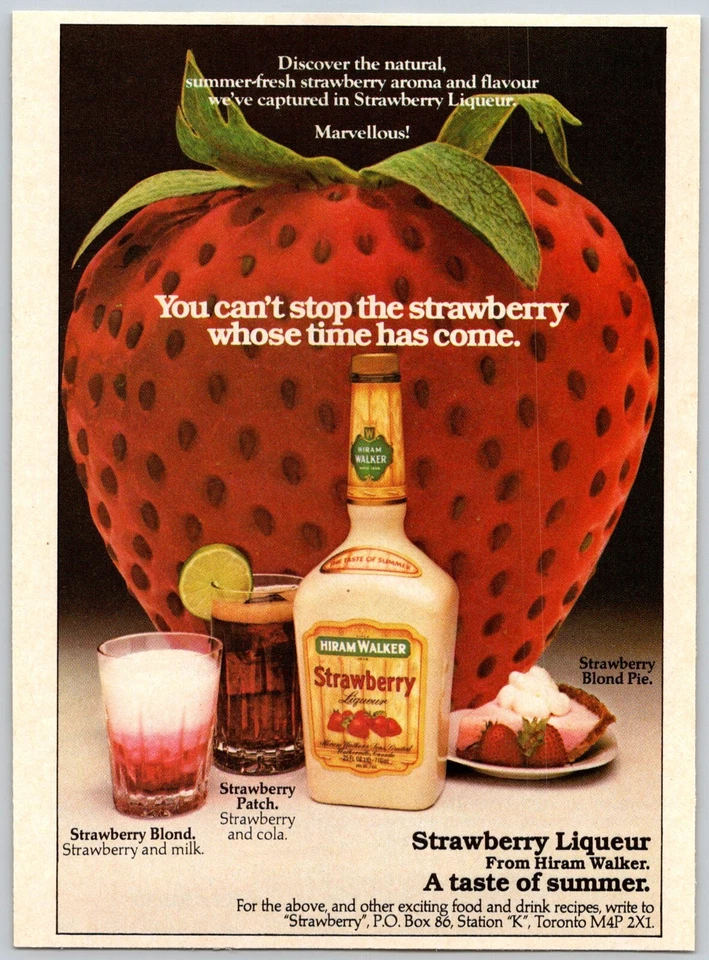 PRINT AD 1981 Hiram Walker Strawberry Liqueur Taste of Summer 5" x 6.75" - Image 1 of 1