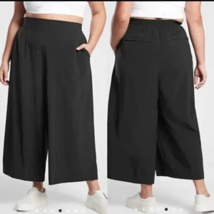 Athleta Brooklyn Wide Leg Crop Pants Womens Size 24 Black - Picture 1 of 8