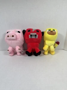 Minecraft Plush Lot - Ocelot - Red Bull - Pig 2014 2015 Plushies - Picture 1 of 7