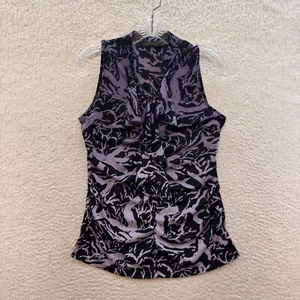 Y2K Vintage Mesh Top Small Black Purple High Neck Corpcore Career Office - Picture 1 of 7