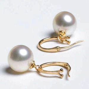Huge 16MM White Shell Pearl Earrings 18K Ear stud Halloween Mother's Day - Picture 1 of 6