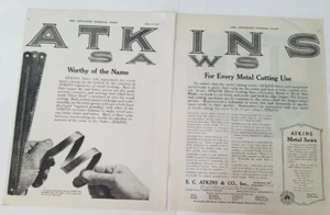 1920 Atkins Sägen für jeden Metallzuschnitt gebraucht Vintage Werkzeug Namen würdig Anzeige - Bild 1 von 1
