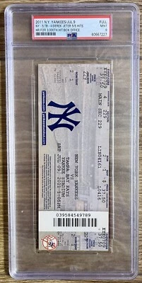 DEREK JETER HIT #3000 (5-5 HR) FULL TICKET YANKEES 7/9/2011 HIGHEST GRADED PSA 9 - Image 1 of 4