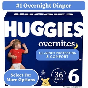 Huggies Overnites Nighttime Diapers, Size 6 (35+ lbs), 36 Ct - Picture 1 of 3