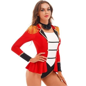 Womens Circus Ringmaster Costume Halloween Cosplay Leotard Bodysuit Fancy Dress - Picture 1 of 17