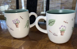 Lot Of 2 Pfaltzgraff PERENNIALS Stoneware Coffee Mug Flower Garden 12oz - Picture 1 of 12