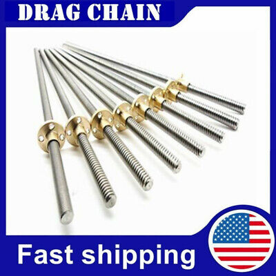 T8 Pitch Lead 2 / 8mm Rod Stainless Lead Screw Linear Rail Bar 100mm - 1200mm • 12.99$