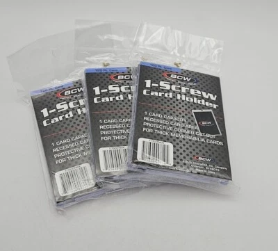 (3-Pack) BCW 1-Screw Screwdown Trading Card Holder Extra Thick 120pt Recessed - Image 1 of 3