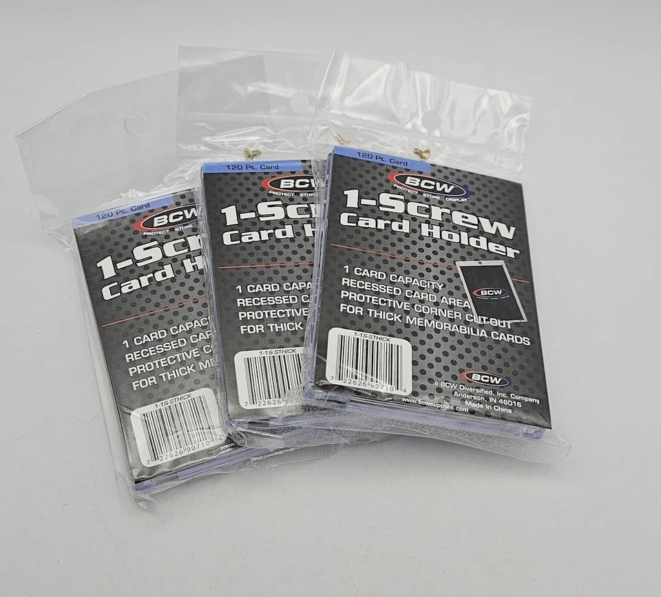 (3-Pack) BCW 1-Screw Screwdown Trading Card Holder Extra Thick 120pt Recessed - Image 1 of 3