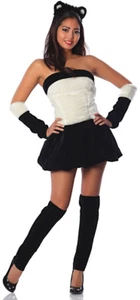 PANDA BABE Bear Costume Black White Dress Ears Leggings Glove Small Medium 2 4 6 - Picture 1 of 2