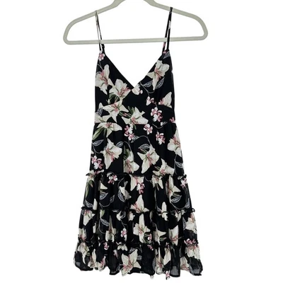 Mini Vestido Babydoll Blush & Day Preto Floral Camadas M Romântico Escuro Whimsigoth - Imagem 1 de 4