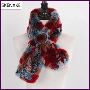 Neu Marke Frauen Echt Rex Kaninchenfell Schal Winter Dame gestrickt Natur Rex - Bild 1 von 55