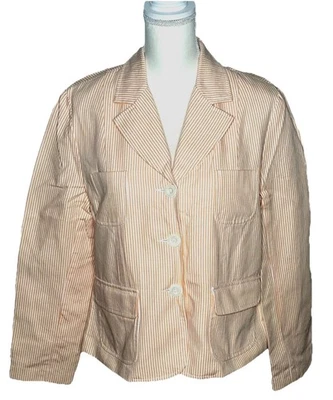 Chaqueta Blazer Hillard & Hason Mujer Naranja Blanco A Rayas 3 Botones XL Foto 1 de 4