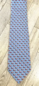 Vineyard Vines Mens Classic Silk Necktie USA Blue Red White Blue Whale 59L - Picture 1 of 8