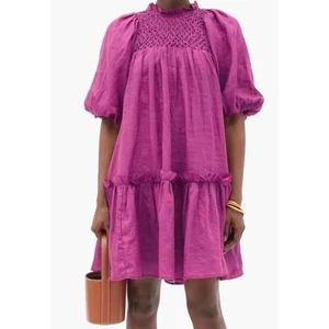 Sea New York Geneva Kleid Gr. M gesmokt Baumwolle Voile Trapez lila UVP 395 $ - Bild 1 von 13