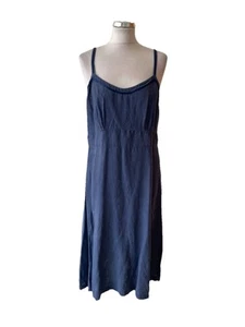 JIGSAW 100% LINEN BLUE THIN STRAP KNEE LENGTH DRESS SIZE 14 - Picture 1 of 4