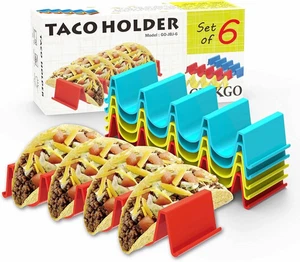 6 Pack Taco Holder Stand Hard Plastic Taco Rack Dishwasher Microwave BPA Free - Picture 1 of 7
