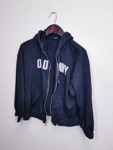Old Navy Hoodie Womens Size L Black Spell out Full Zip Long Sleeve Pockets - Picture 1 of 3