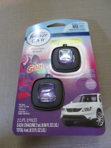 Febreze Car Vent Clip with Gain Moonlight Breeze Scent Air Freshener 2 ct - Picture 1 of 3