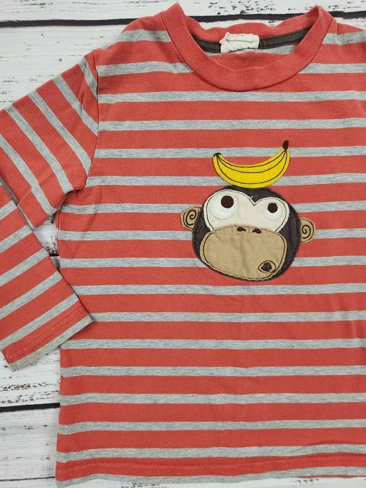 Vintage Y2K - Mini Boden Striped Long Sleeve Monkey Banana Applique Shirt - Image 1 of 4