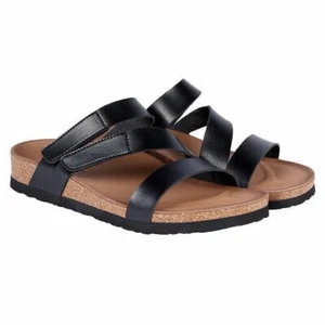 New Skechers Women's Luxe Foam Arch Comfort Sandals Black Slip On Shoes Size 6 - Picture 1 of 5