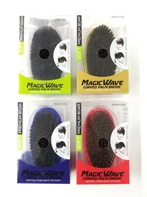 Magic Wave Curved Palm Brush Soft Premium Boar Bristles WBR003AS - Image 1 of 4
