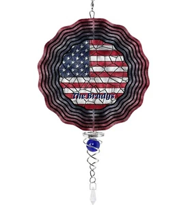 American Flag Metal Wind Spinner Personalized, Yard Decoration, Patriotic, Name - Picture 1 of 2