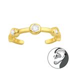 Geometric Band Ear Cuff 14Ct Gold Plated 925 Sterling Silver Cz Crystal Clip On