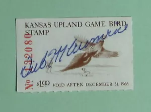 1966 Kansas Upland Migratory Game Duck Hunting Stamp License...Free Shipping! - Picture 1 of 1