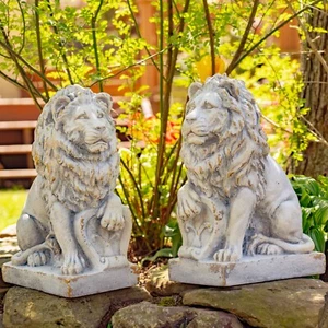 Magnesium Pair of Lion Statues (Set of 2) (Outdoor Safe) - Picture 1 of 32