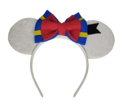 Diadema Boutique Personalizada Inspirada en el Pato Donald Terciopelo Blanco Orejas Oreja Adulto Foto 1 de 4