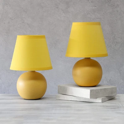 Mini Juego de Lámpara de Mesa Globo de Cerámica Mesita de Noche Oficina Pequeñas Luces Paquete de 2 Foto 1 de 4