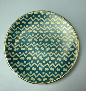 L'Objet Fortuny Tapa Canape Snack Plate Naranja 24K Oro Acentos 6" - Imagen 1 de 4