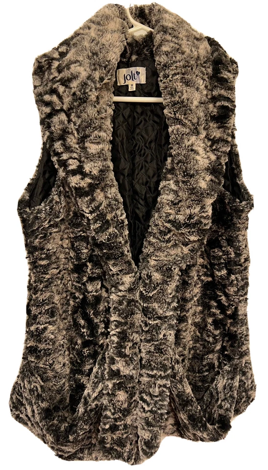 Chaleco de piel sintética negro Jolt para mujer M gris blanco y negro Foto 1 de 4