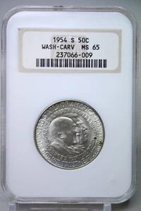 1954-S Washington Commemorative Half Dollar 50C NGC MS64 Old Fatty Holder #3015 - Picture 1 of 4
