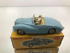 DINKY TOYS 107 SUNBEAM ALPINE SPORTS -BLUE 1:43- GOOD IN BOX - 471 - Picture 1 of 8