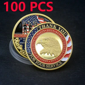 100PCS Challenge Coin Thank You for Your Service Military Appreciation Veteran - Picture 1 of 10