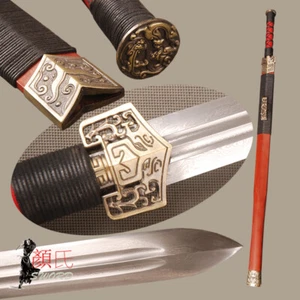Espada china plegada de acero hoja afilada secuoya saya hecha a mano de acero de la dinastía Han - Imagen 1 de 12